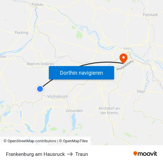 Frankenburg am Hausruck to Traun map