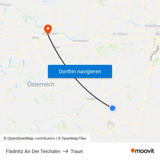 Fladnitz An Der Teichalm to Traun map