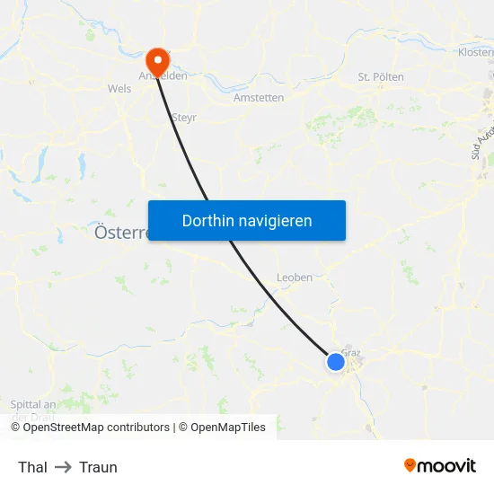 Thal to Traun map