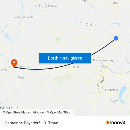 Gemeinde Poysdorf to Traun map
