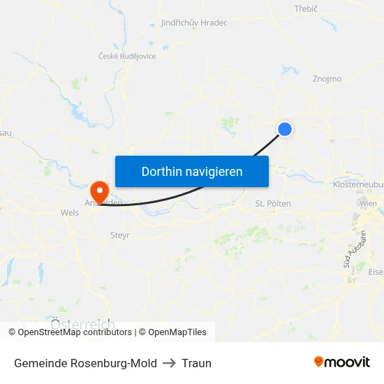 Gemeinde Rosenburg-Mold to Traun map