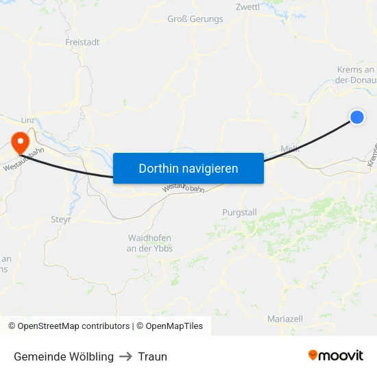 Gemeinde Wölbling to Traun map