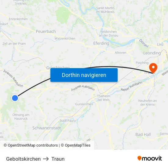 Geboltskirchen to Traun map