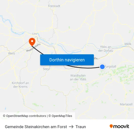 Gemeinde Steinakirchen am Forst to Traun map