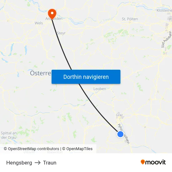 Hengsberg to Traun map