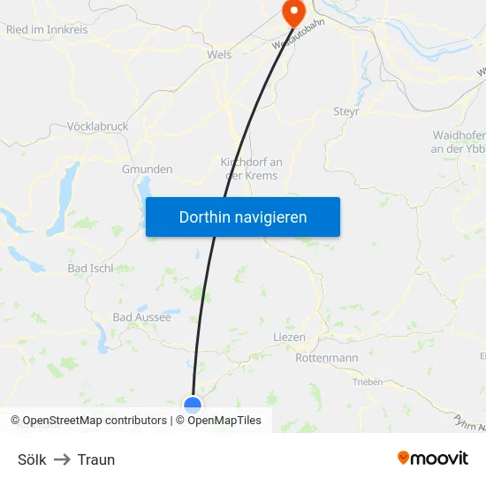 Sölk to Traun map
