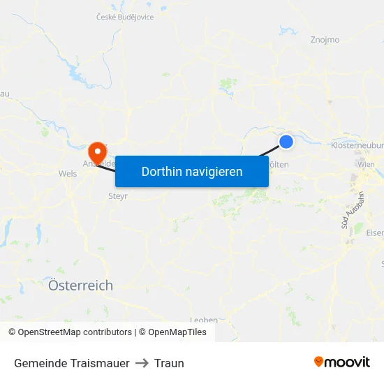 Gemeinde Traismauer to Traun map