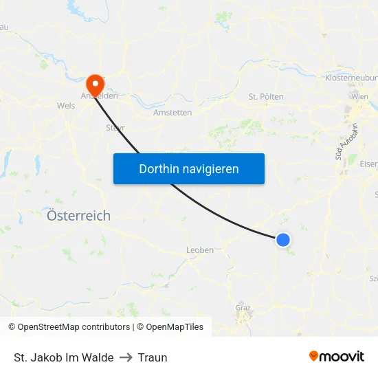 St. Jakob Im Walde to Traun map