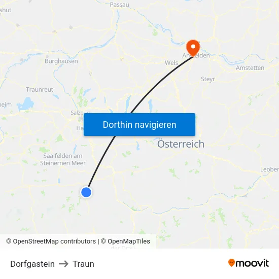Dorfgastein to Traun map