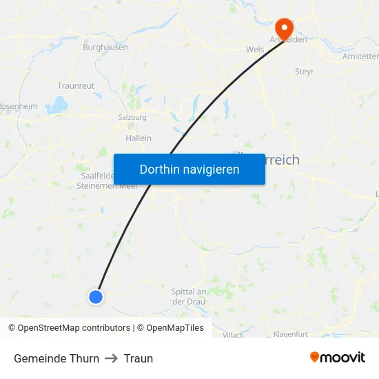Gemeinde Thurn to Traun map