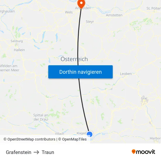 Grafenstein to Traun map