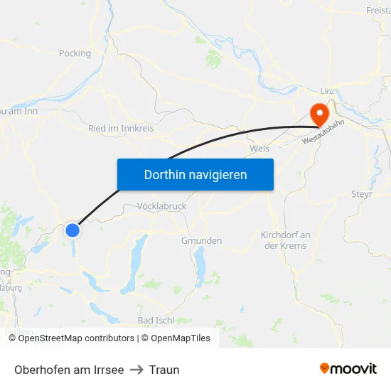 Oberhofen am Irrsee to Traun map