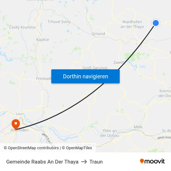 Gemeinde Raabs An Der Thaya to Traun map