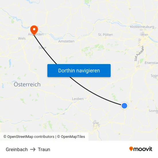 Greinbach to Traun map