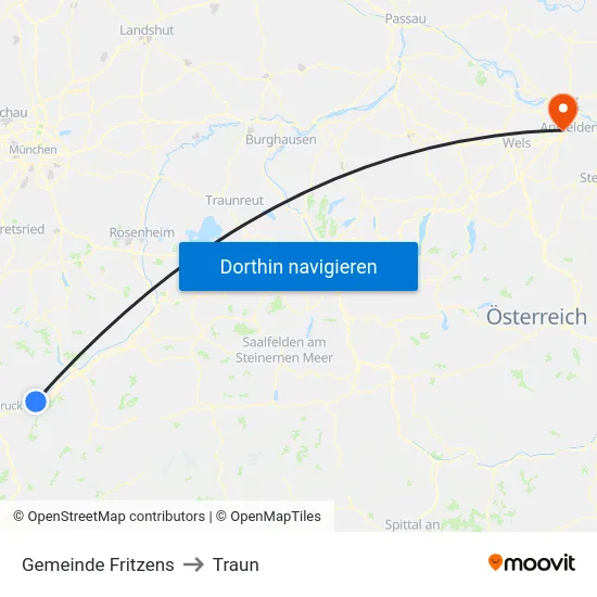 Gemeinde Fritzens to Traun map