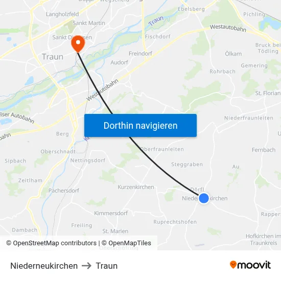 Niederneukirchen to Traun map