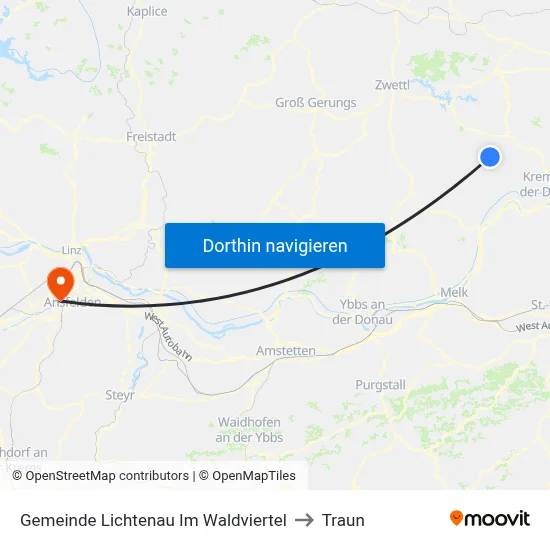 Gemeinde Lichtenau Im Waldviertel to Traun map