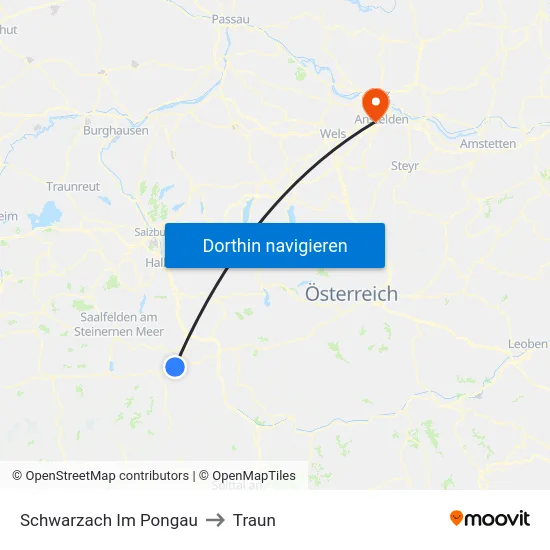 Schwarzach Im Pongau to Traun map