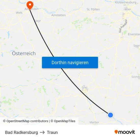 Bad Radkersburg to Traun map