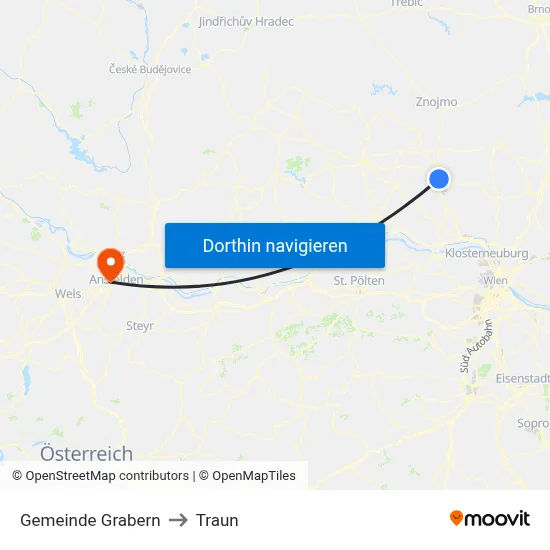 Gemeinde Grabern to Traun map