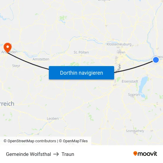 Gemeinde Wolfsthal to Traun map