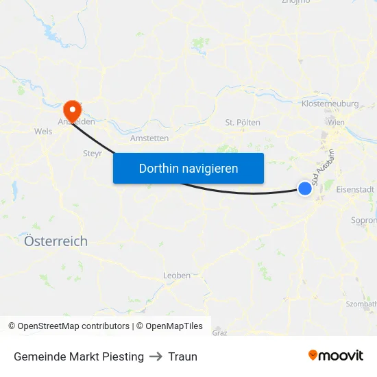 Gemeinde Markt Piesting to Traun map
