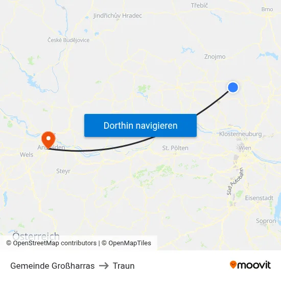 Gemeinde Großharras to Traun map