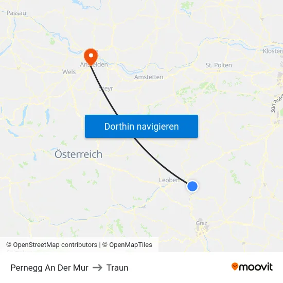 Pernegg An Der Mur to Traun map