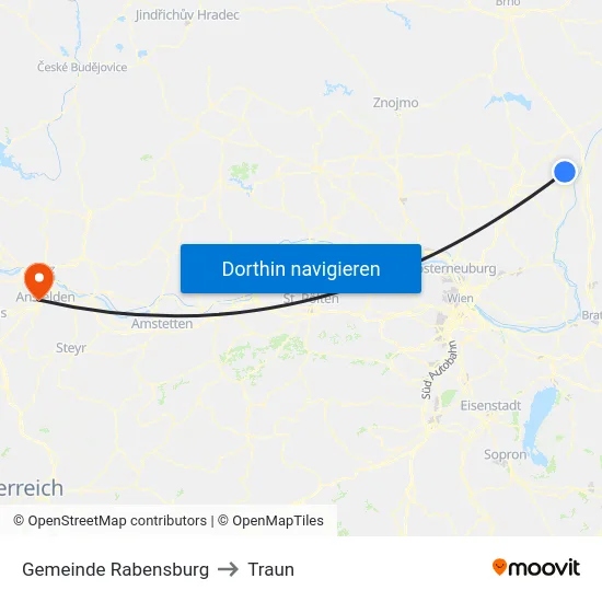Gemeinde Rabensburg to Traun map