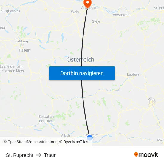 St. Ruprecht to Traun map