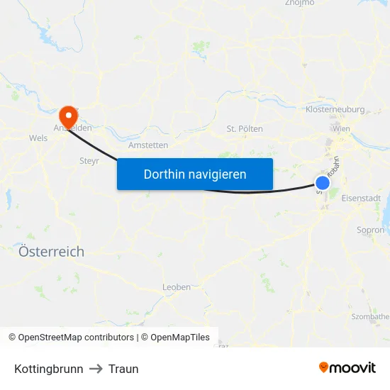 Kottingbrunn to Traun map