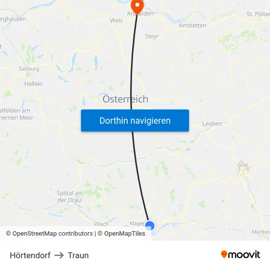 Hörtendorf to Traun map