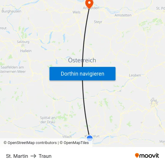 St. Martin to Traun map