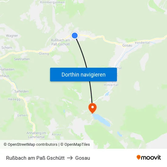 Rußbach am Paß Gschütt to Gosau map