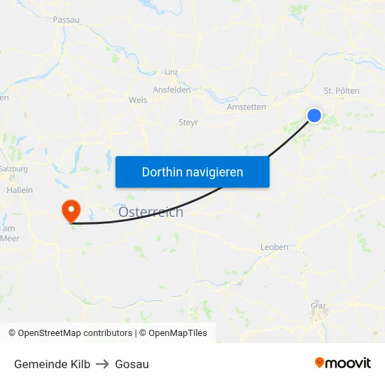 Gemeinde Kilb to Gosau map