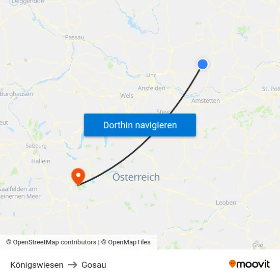 Königswiesen to Gosau map