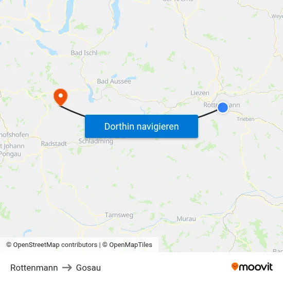 Rottenmann to Gosau map