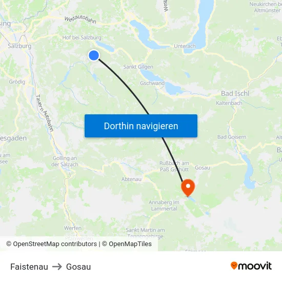 Faistenau to Gosau map