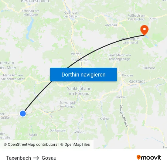 Taxenbach to Gosau map