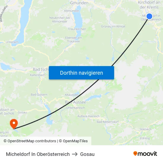 Micheldorf In Oberösterreich to Gosau map