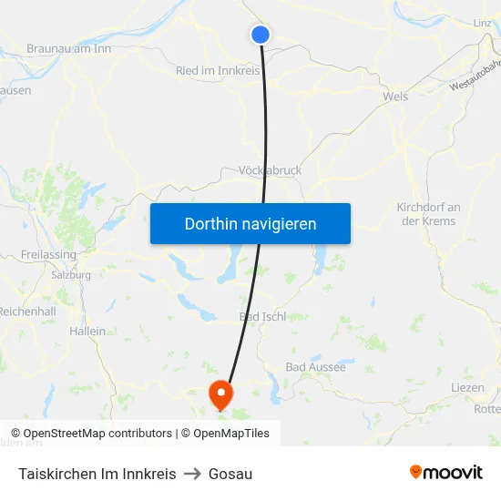 Taiskirchen Im Innkreis to Gosau map