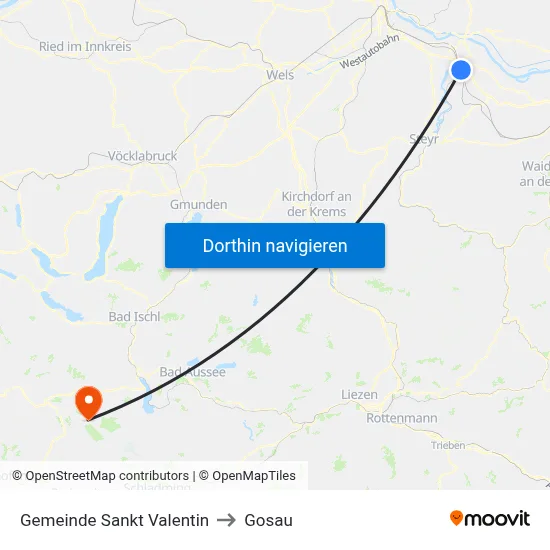 Gemeinde Sankt Valentin to Gosau map