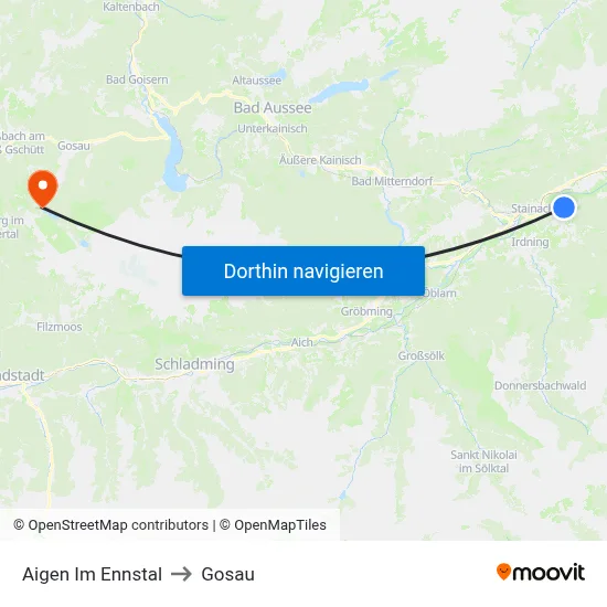 Aigen Im Ennstal to Gosau map