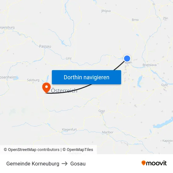 Gemeinde Korneuburg to Gosau map