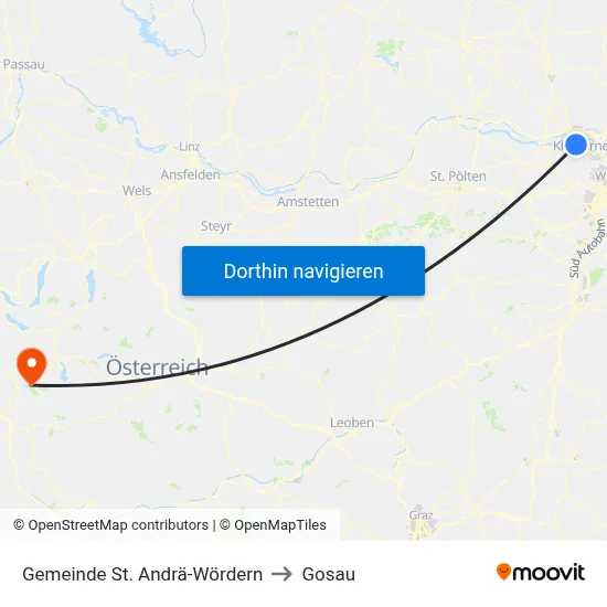 Gemeinde St. Andrä-Wördern to Gosau map