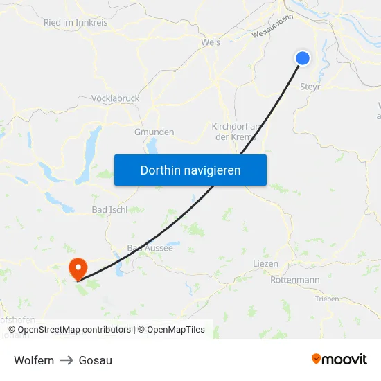 Wolfern to Gosau map