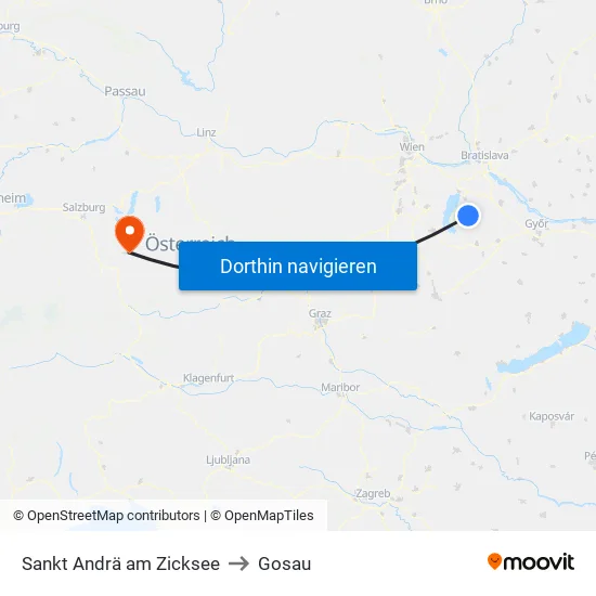 Sankt Andrä am Zicksee to Gosau map
