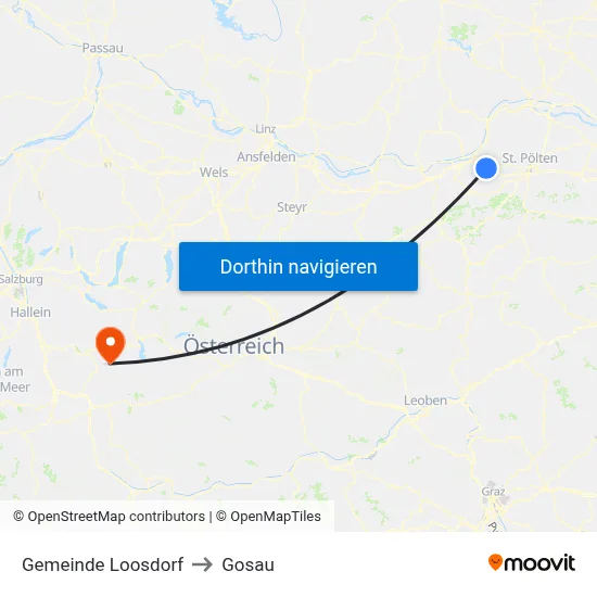 Gemeinde Loosdorf to Gosau map
