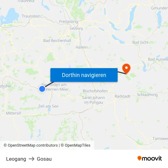 Leogang to Gosau map