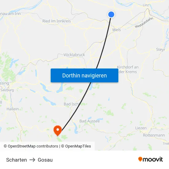 Scharten to Gosau map